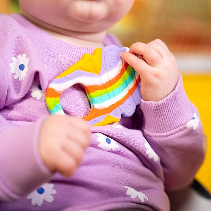 Bright Starts Soothing Soft Serve Silicone Teether, Easy-Grasp Ice Cream Cone 3 Months+