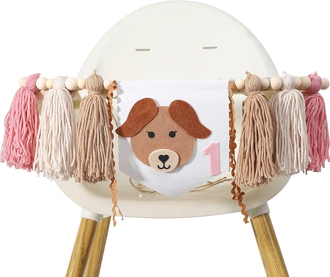 Puppy Tassel High Chair Banner - Dog Themed 1st Birthday Party Decor,Puppy First Birthday Highchair Banner