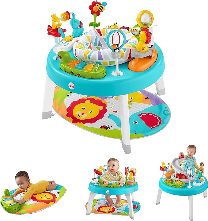 Fisher-Price 3-in-1 Sit-to-stand Activity Center [Amazon Exclusive], Multicolor & Portable Baby Chair Sit-Me-Up Floor Seat with Developmental Toys & Machine Washable Seat Pad