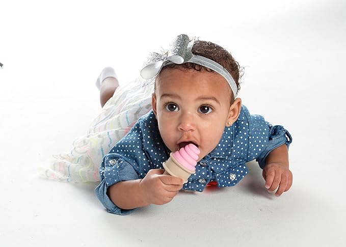 SweeTooth Ice Cream Cone Shaped Baby Teether - Pretty Pink