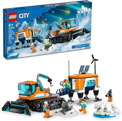LEGO City Exploration Arctic Explorer Truck and Mobile Lab 60378 Building Set for Ages 6+ with a Tracked Vehicle, Laboratory on Skis 4 Minifigures 3 Polar