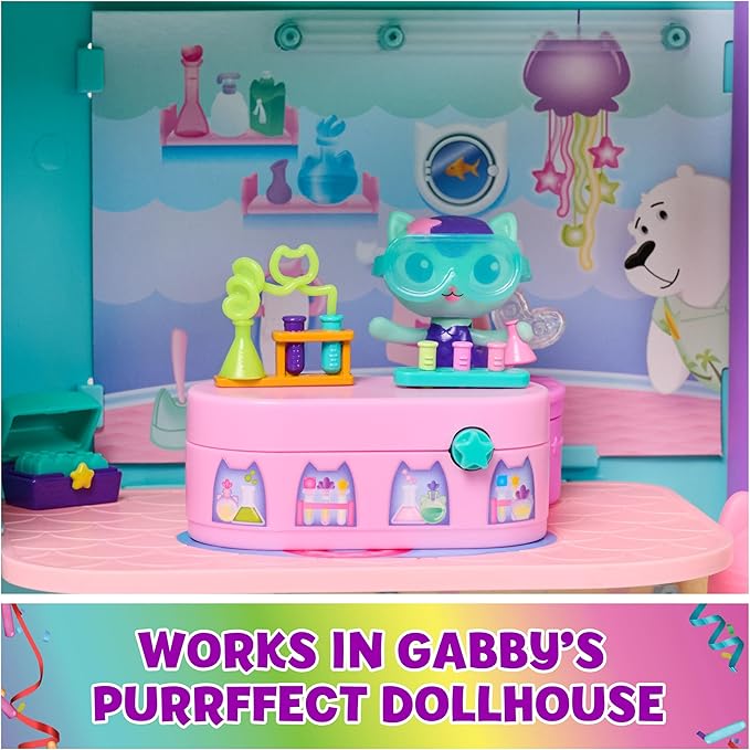 Gabby's Dollhouse, Celebration Series Mercat Bobble Figure with Dollhouse Furniture and Accessories 3 and