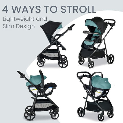 Britax Willow Brook S+ Baby Travel System, Infant Car Seat and Stroller Combo with Alpine Base, ClickTight Technology, SafeWash Insert and Cover, Jade Onyx