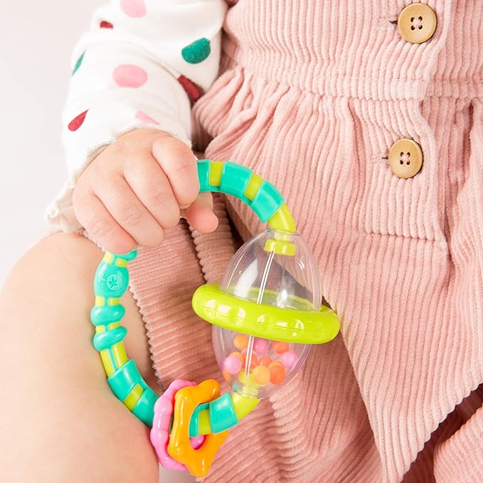 Bright Starts Grab & Spin Baby Rattle & BPA-Free Teether 3 Months+