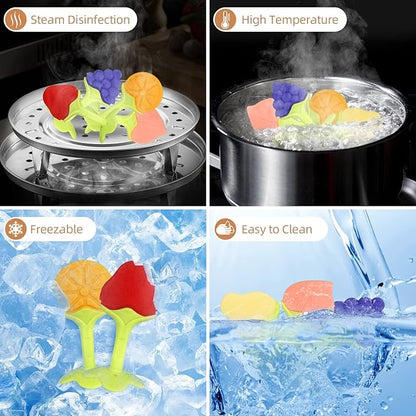Chuya 5Pack Silicone Baby Teether Toys, Chew Straws Toy for 3-6 Months 6-12 Months Babies Molars