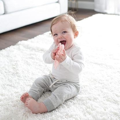 Dr. Brown's Flexees Pink Bunny, Soft 100% Silicone Baby Teether 3m+