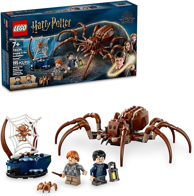 LEGO Harry Potter Aragog in The Forbidden Forest, Spider Toy Playset for Kids 2 Minifigures, 7 Year 76434