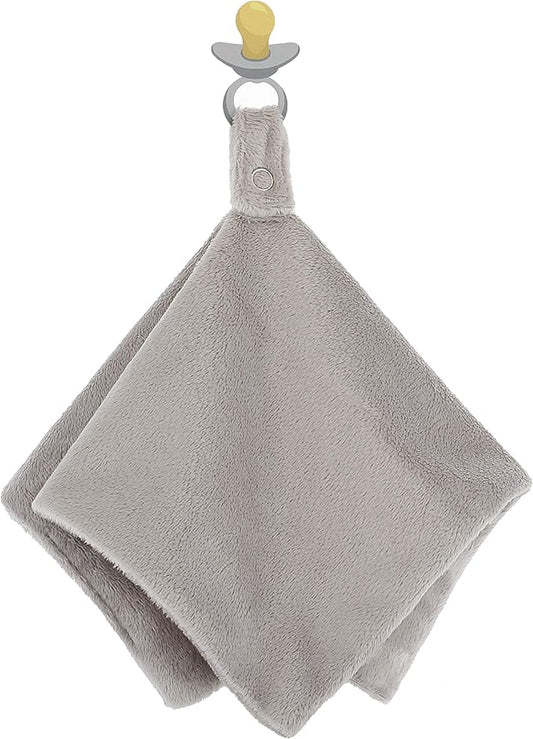 Ultra Soft Cotton Minky Velboa Baby Blanket with Snap Closure for Pacifier or Teether, Machine Washable 12 inch 12 inch