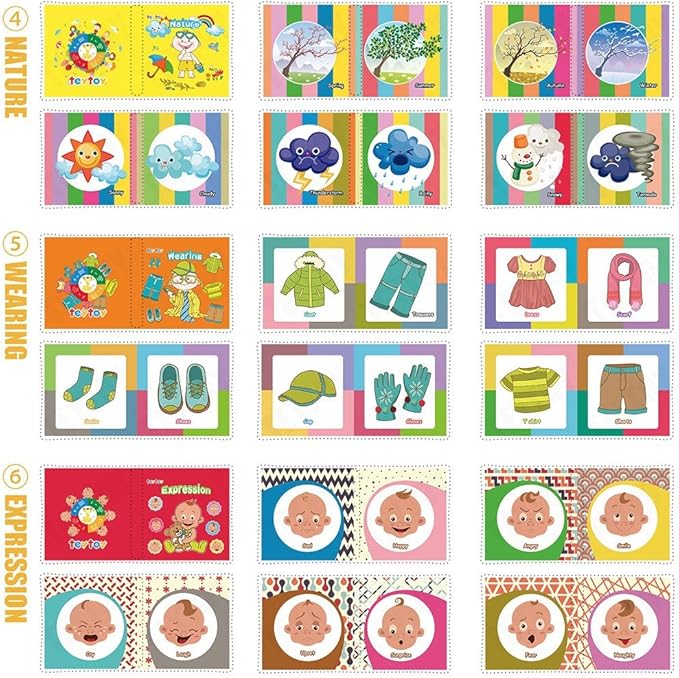teytoy My First Soft Book, 6 PCS Nontoxic Fabric Baby Cloth Books Early Education Toys Activity Crinkle Cloth Book for Toddler