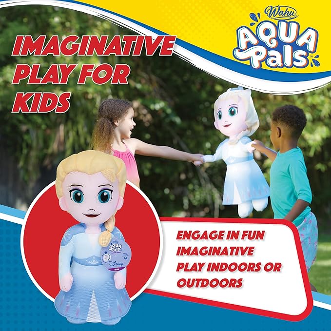 WAHU Aqua Pals Disney Classic Elsa Plush Water Toy for Kids Ages 2+, Fast-Drying Waterproof Plush Doll Toy for Pool and Bathtub 26"