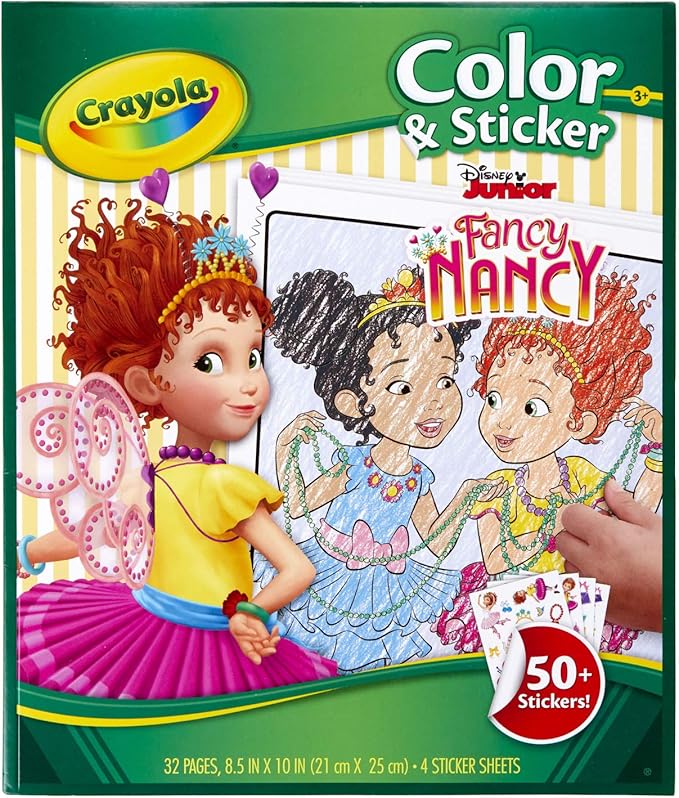 Crayola Fancy Nancy Coloring Pages & Sticker Sheets, Gift for Girls, Ages 3, 4, 5, 6, 7, Multicolor