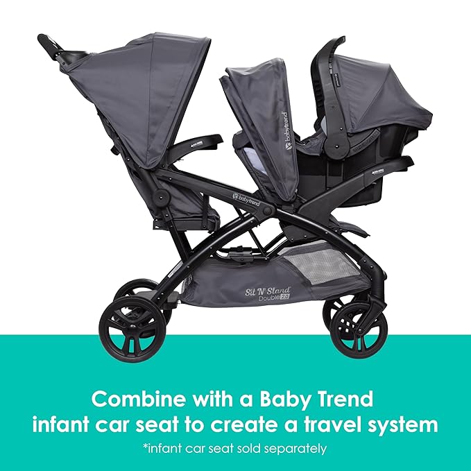Baby Trend Sit N' Stand® Double 2.0 Stroller, Dash Grey