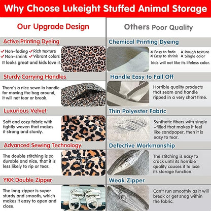 Lukeight Stuffed Animal Storage Bean Bag Chair Cover for Kids, Zipper Beanbag Chair Cover for Organizing Toddler and Kids' Rooms Plush Toys (Leopard Velvet, XX-Large)