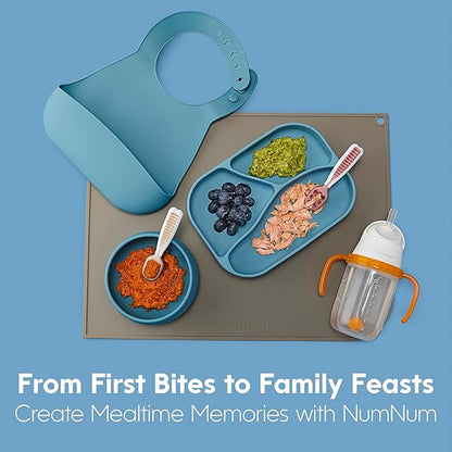 NumNum Baby Spoons Set, Pre-Spoon GOOtensils for Kids Aged 6+ Months - First Stage, Baby Led Weaning (BLW) Spoon - Self Feeding, Silicone Toddler Food Utensils - 2 Spoons, Red/Yellow
