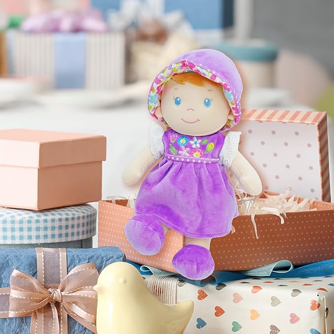 June Garden 12" Soft Dolly Laura - Stuffed Soft Baby Doll Gift for 1 2 3 Year Old Girls