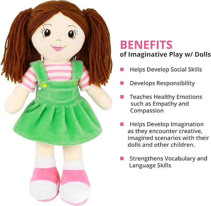 Playtime by Eimmie Soft Baby Doll - Plush Rag Dolls for 2 Year Old Girls 14" -