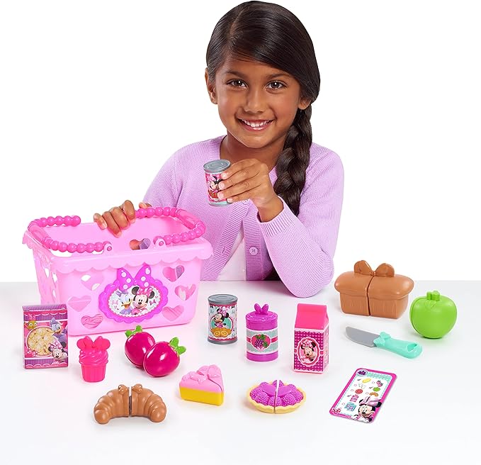 Minnie Bow-Tique Bowtastic Shopping Basket Set with Pretend Food and
