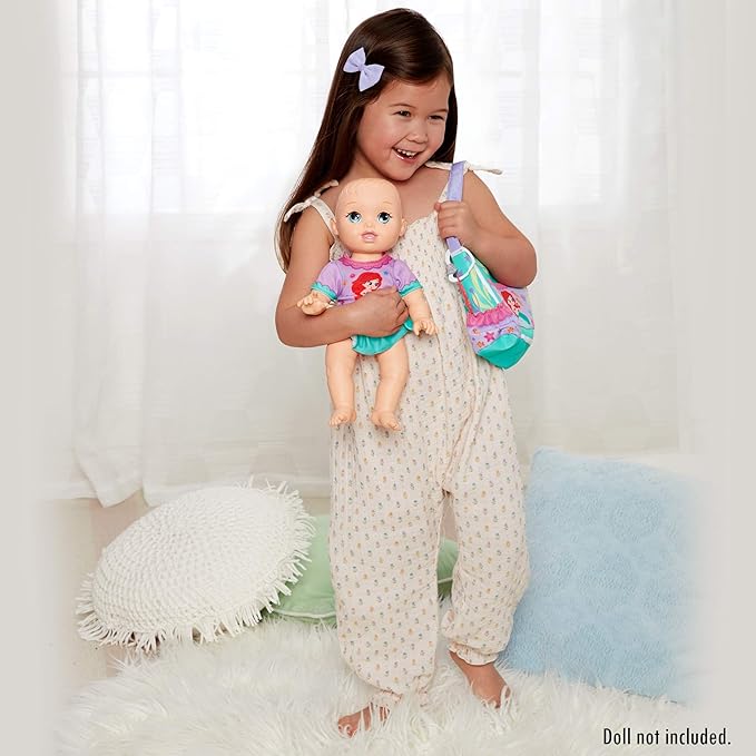 My Disney Nursery Baby Doll Accessories, Ariel Transforming 2-in-1 Diaper Bag & Changing Pad for Dolls Inspired by Disney The Little Mermaid! Pretend Wipes Toy Container
