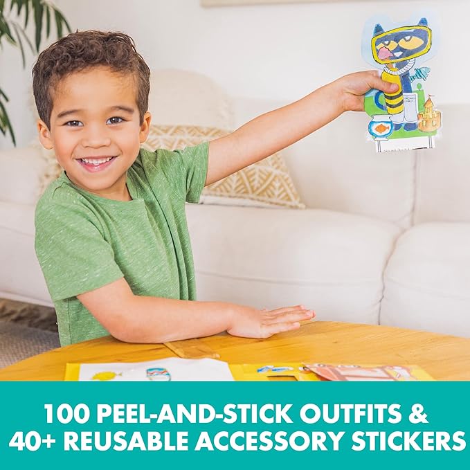 Educational Insights Pete the Cat Papercraft Paper Doll Coloring Set, 100 Outfits, Boys & Girls Ages 3+