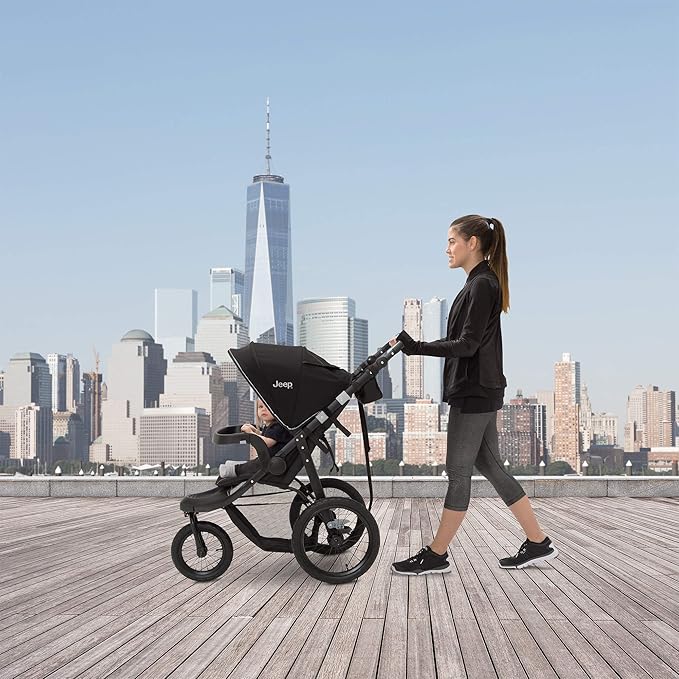 Jeep Hydro Sport Plus Jogger by Delta Children, Includes Car Seat Adapter, Black, Neoprene, Leather
