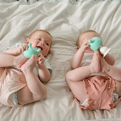 Nuby Super Soft Silicone Teether with Suction Base - Visually Stimulating and Easy to Grasp Toy for Baby Teething Relief 3+ Months