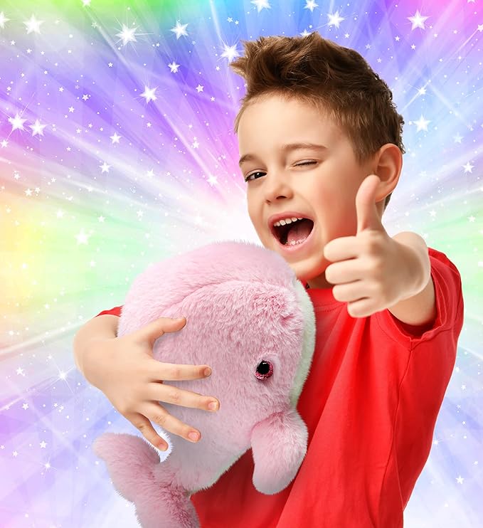 DolliBu Plush Whale Stuffed Animal - Soft Huggable Pink Whale, Adorable Playtime Whale Plush Toy 13 Inches
