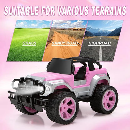 Carox Remote Control Car for Girls, Pink RC Car with Doll and Sticker for Ages 6-10 Years Old Girls 80 mins 1:16 Scale 2.4Ghz, Birthday Grils,OX11S (Pink)