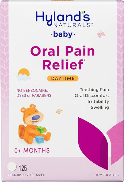 Hyland's Baby Daytime Soothing Tablets with Chamomilla, Natural Relief of Oral Discomfort 125 Count