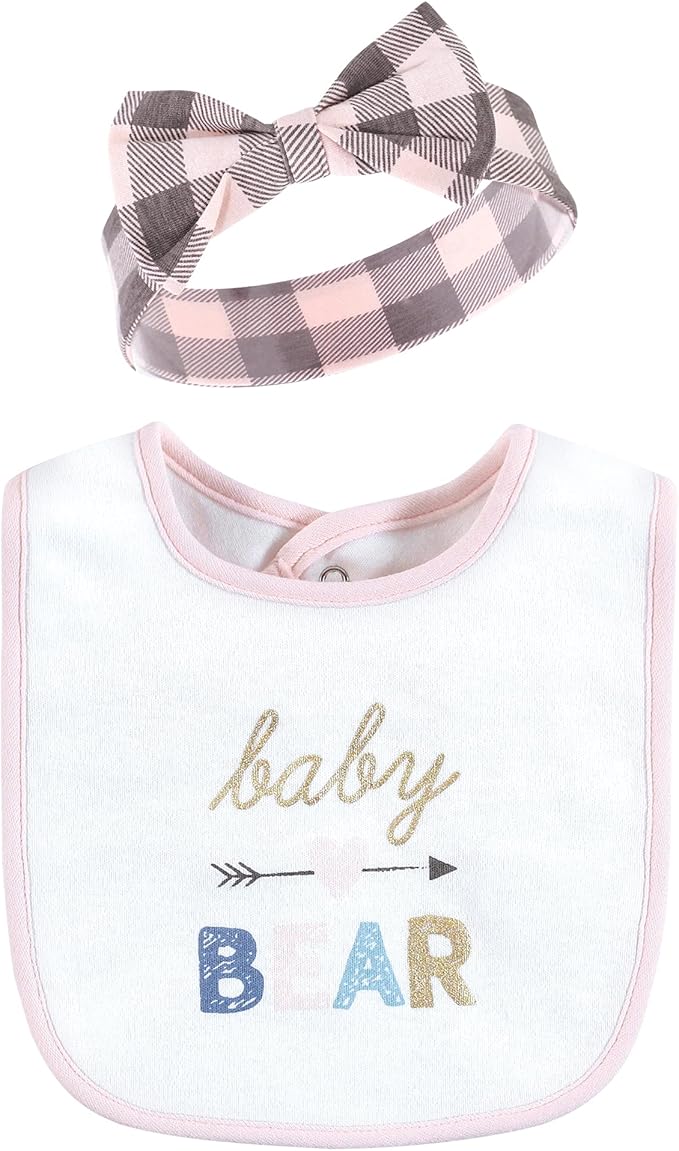 Hudson Baby Unisex BabyCotton Bib and Headband or Caps Set