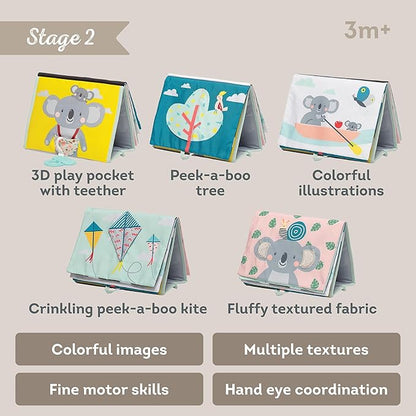 Tummy Time Toys High Contrast Baby Book. Fun, Interactive Crinkle