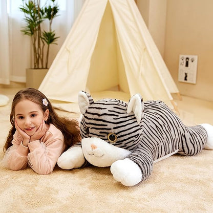 IKASA Giant Striped Cat Stuffed Animal Plush Toy,Large Kitten Big Jumbo Soft Toys 30" Huge