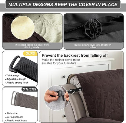 100% Waterproof Recliner Chair Cover, Recliner Chair Covers for Reclining Chair, Non-Slip Fabric Recliner Couch Cover for Living Room, for Pets Kids Protector, Washable (Chocolate, 28"Recliner Chair)