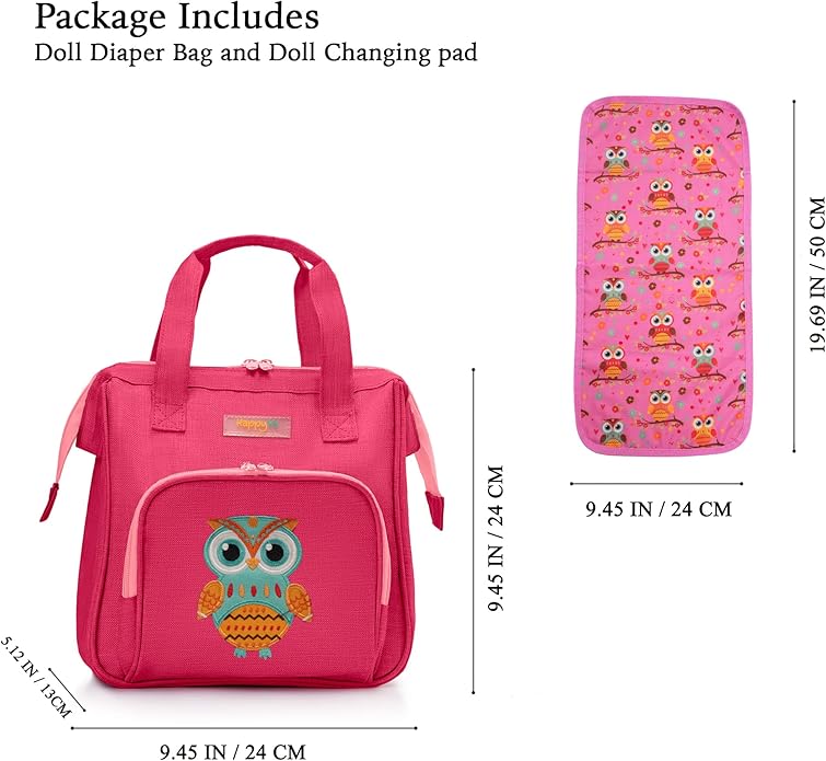 HappyVk- Baby Doll Diaper Bag with Doll Changing Pad- Handbag