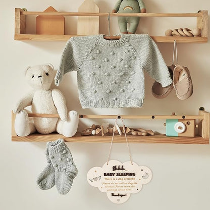 Baby Sleeping Sign Plaque, 9.06x6.1in Wooden Do Not Ring Doorbell