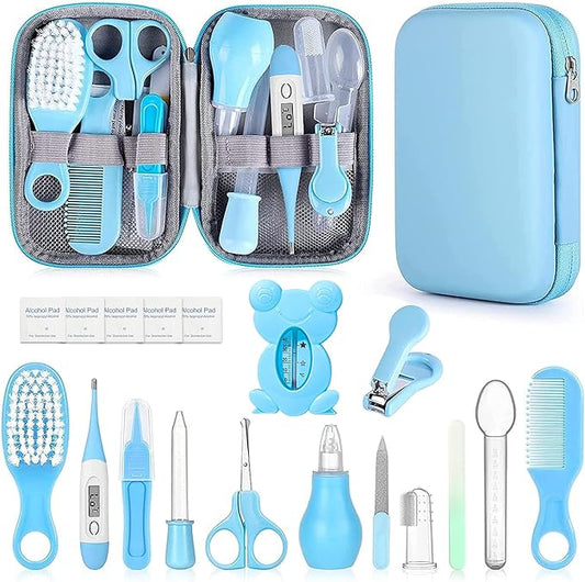 Baby Grooming Kit, Infant Safety Care Set with Hair Brush Comb Nail Clipper Nasal Aspirator