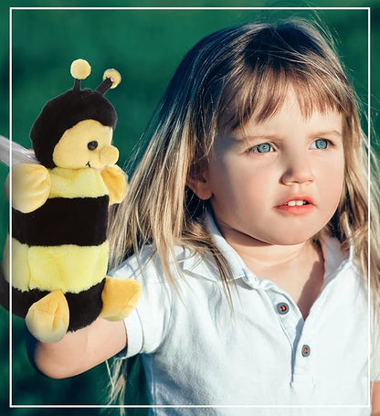 DolliBu Honeybee Plush Hand Puppet - Soft Bee Puppet Stuffed Animal Hand Puppet Toy, Perfect for Puppet Show Games 10 Inch