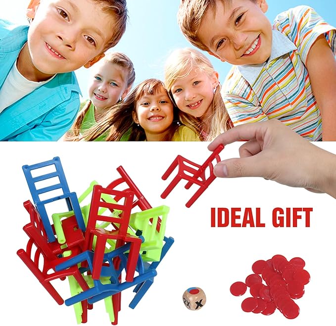 24 Piece Colorful Stacking Chair Set, Stacking Montessori Toys for Early Childhood Education
