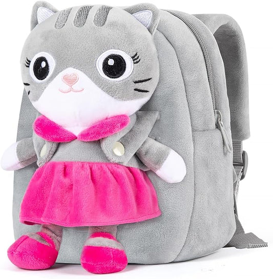 HONGTEYA Toddler Backpack for Girls with Stuffed Animal Cat Toy 1 2 3 4 5