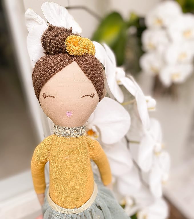 MON AMI Francesca Polynesian Princess Doll 22” Soft & Elegant Stuffed Plush Princess Doll, Use as Toy or Room Decor