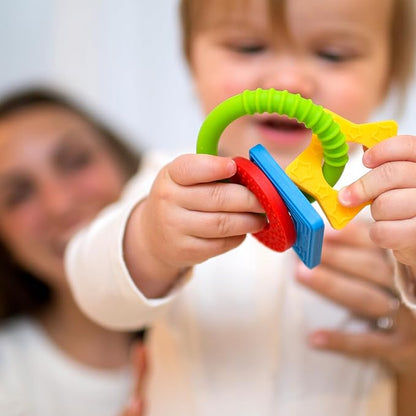 Dr. Brown's Learning Loop, Baby Teether Ring with Multiple Shapes & Textures 100% Silicone, 3m+ (Pack 2)