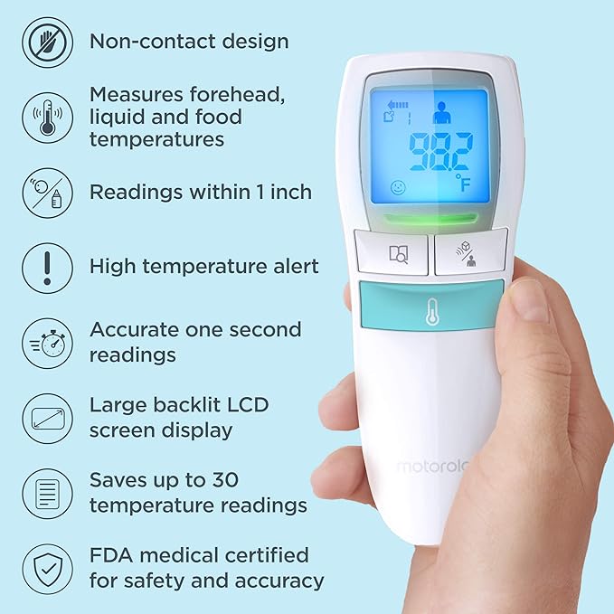 Motorola Care 3-in-1 Non-Contact Baby Forehead Thermometer - Body, Food or Liquid Temperature