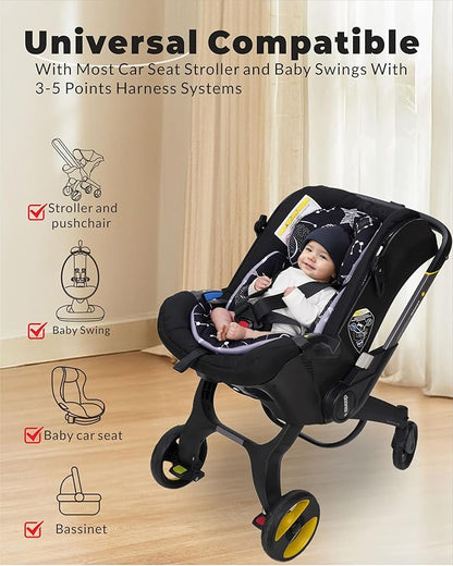 Infant Car Seat Insert with Extra Cushion for Preemie to Infants, Reversible Newborn Carseat Insert Head Support, Fits for Stroller, Baby Swing, Rocker, Bassinets, Pushchair (Black Star)