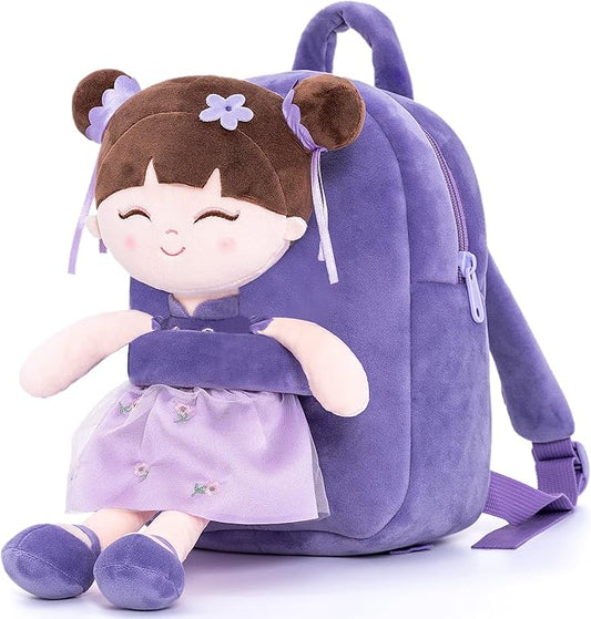 Gloveleya Kids Backpack Toddler Backpack Soft Plush Asian Girl Doll 9"
