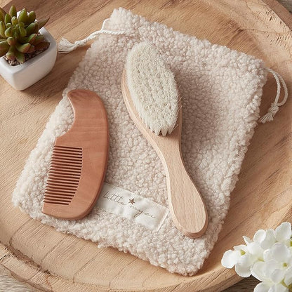 MYZI Baby Hair Brush Set – Baby Brush and Comb Set Newborn, Baby Comb and Brush Set Boy and Girl, Newborn Hair Brush and Newborn Comb - Baby Gift Set