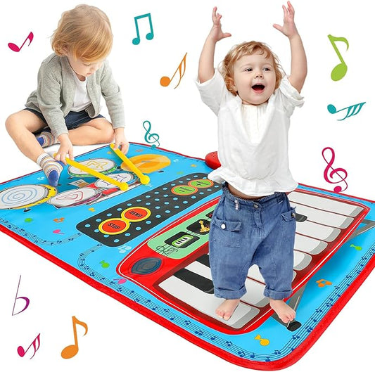 1 Year Old Boy Girl Birthday Gift, Music Mat for Toddlers 1-3 2-in-1 Music 1-3 with