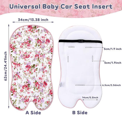 Baby Carriage Cushion, Universal Breathable Car Seat Insert Cushion, 3D Air Mesh Baby Seat Pad Liner for CarSeat, Buggy, High Chair (Flower)