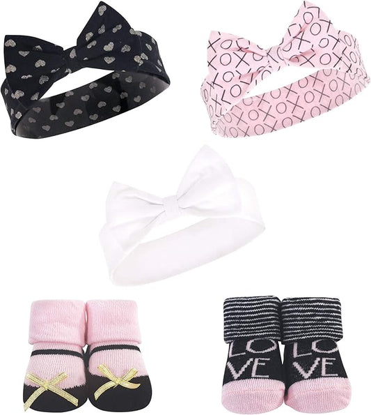 Hudson Baby baby-girls Headband and Socks Set