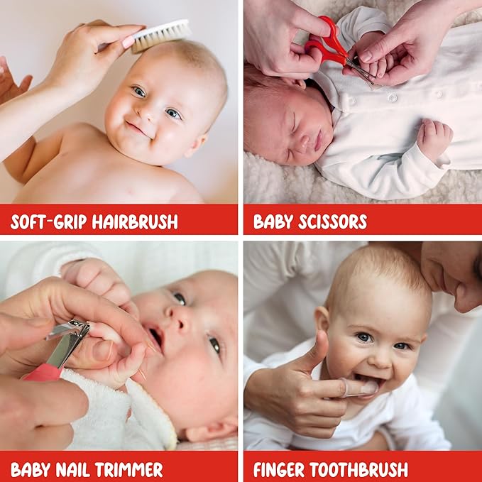Cocomelon Healthcare & Grooming Kit for Baby Essentials Kit, Newborn Essentials Must Haves, Includes Thermometer, Medicine Dropper, Grooming Tools & More