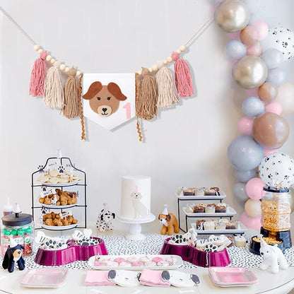 Puppy Tassel High Chair Banner - Dog Themed 1st Birthday Party Decor,Puppy First Birthday Highchair Banner
