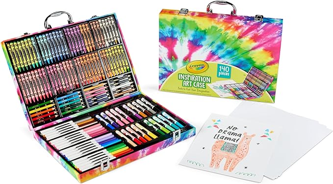 Crayola Inspiration Art Case Coloring Set - Tie-Dye (140ct), Art Set For Kids, Kids Art Supplies, Gift for Girls & Boys, Ages 5, 6, 7 [Amazon Exclusive]